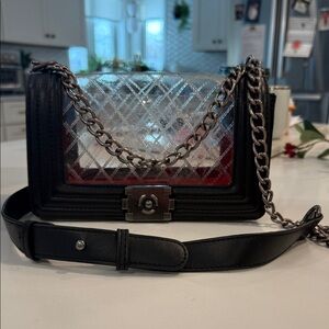 Elegant Black and Silver Crossbody Bag/Stadium Bag
